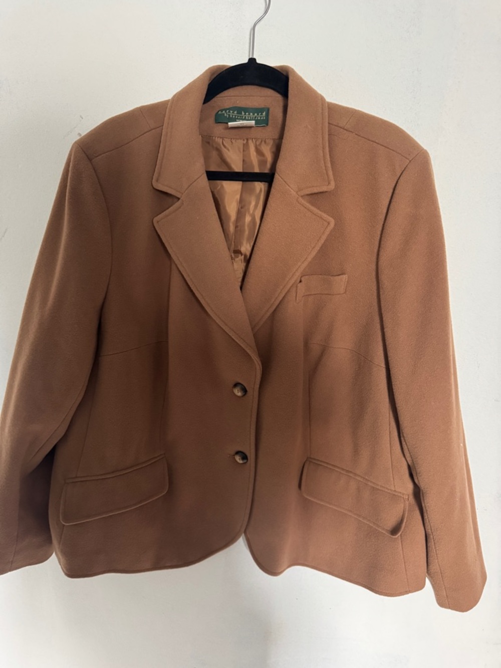 Harvé Benard Wool Cashmere Blend Blazer Womens 22W Brown Tailored Jacket